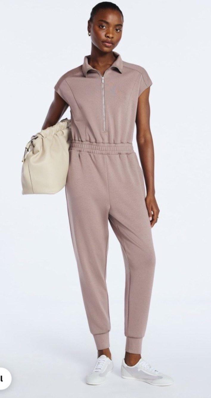 Scoop Scubaknit Jumpsuit Women's XL (16-18) Mushroom Tan